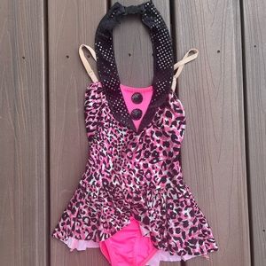 Costume Gallery Pink & Black Leopard Print Costume Size Small Child